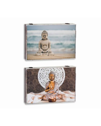 Scatola Decorativa DKD Home Decor Multicolore Legno MDF Buddha Contatore (2 Unità)