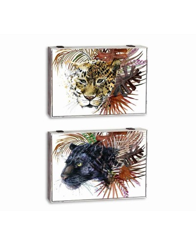 Dekorative Box DKD Home Decor Weiß Bunt Holz MDF Tropical Wilde Zähler (2 Stück)