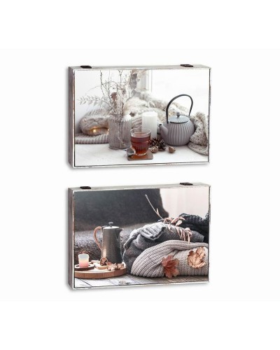 Decoratieve Doos DKD Home Decor Multicolour Hout MDF Orientaals Teller (2 Stuks)