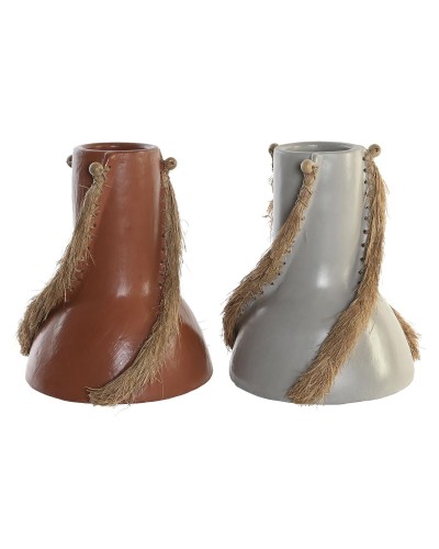 Vase DKD Home Decor Grey Terracotta 26 x 26 x 30 cm (2 Units)