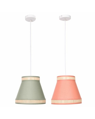 Lampadario DKD Home Decor 30 x 30 x 28 cm Naturale Arancio Verde Rattan 28 x 28 x 28 cm 50 W (2 Unità)