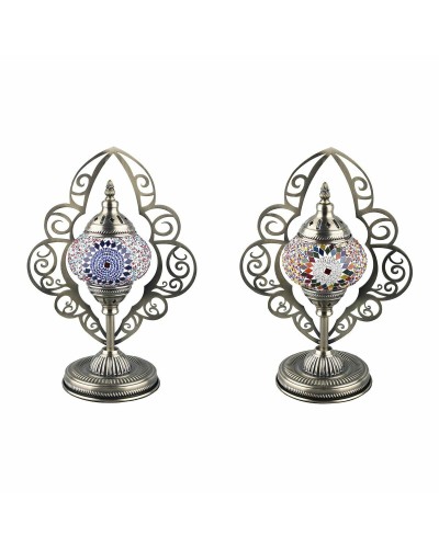 Lampe de bureau DKD Home Decor Verre Mosaïque Métal Multicouleur Arabe (20 x 15 x 42 cm) (2 Unités)