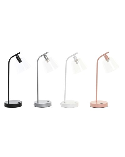 Lámpara de mesa DKD Home Decor 22 x 15 x 46 cm Cristal Plateado Negro Gris Rosa Metal Blanco 220 V 40 W 25 W 4 Piezas