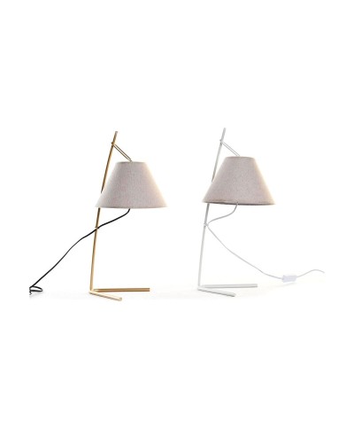 Lampe de bureau DKD Home Decor Doré Métal Lin Blanc 50 W Moderne (25 x 31 x 57 cm) (2 Unités)