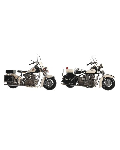 Decoratieve figuren DKD Home Decor 35 x 14 x 24 cm Zwart Motorfiets Wit Vintage (2 Stuks)