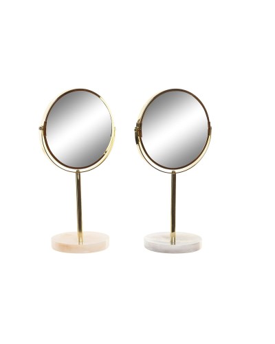 Miroir DKD Home Decor 18 x 13 x 35 cm Gris Beige Doré Métal Blanc Résine Gris clair (2 Unités)