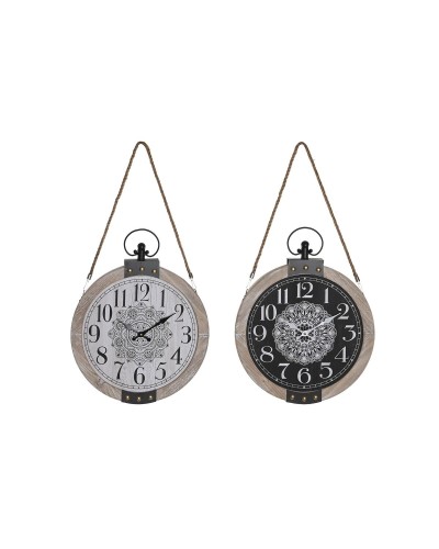 Orologio da Tavolo DKD Home Decor Bianco Nero Mandala (2 Unità)