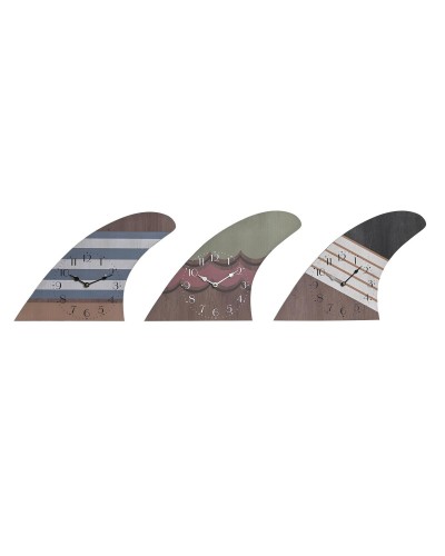 Horloge Murale DKD Home Decor Surf Multicouleur Bois MDF méditerranéen (30 x 4,5 x 43 cm) (3 Unités)