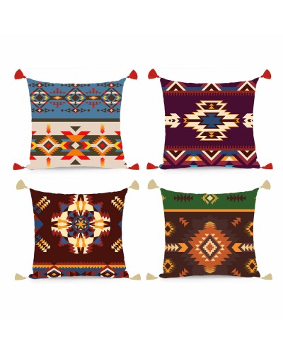 Cushion DKD Home Decor Polyester Multicolour Ikat (45 x 10 x 45 cm) (4 Units)