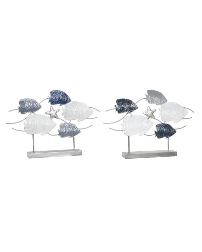 Figurine Décorative DKD Home Decor 63 x 9 x 44 cm Gris Bleu Blanc Spirales (2 Unités)