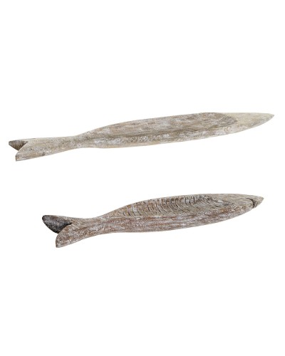 Bordsdekoration DKD Home Decor 74 x 12 x 4,5 cm Antikbehandlad Brun Fisk Medelhavs (2 antal)