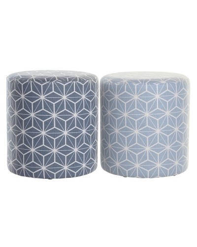 Jalkatuki DKD Home Decor 31 x 31 x 33 cm Sininen Taivaansininen Mäntypuu Biometrinen Välimeren (2 osaa)