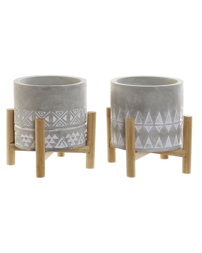 Candle DKD Home Decor Grey Wood Brown Cement Aluminium Wax (10 x 10 x 12 cm) (2 Units)