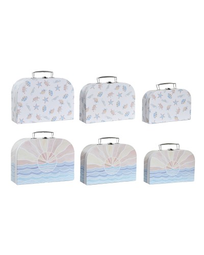 Set de boîtes décoratives DKD Home Decor Multicouleur Métal Carton 28 x 9,5 x 20 cm (2 Unités)