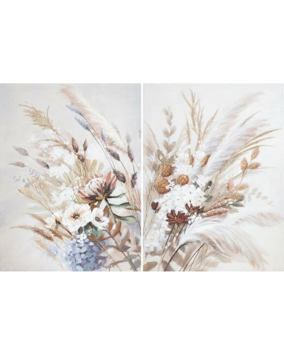 Tavla DKD Home Decor Virágok Cottage (90 x 3,7 x 120 cm) (2 antal)