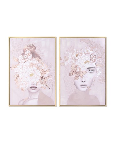 Tavla DKD Home Decor Virágok Modern (80 x 4 x 120 cm) (2 antal)