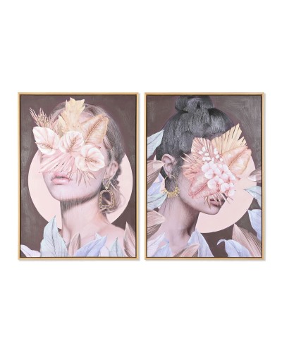 Tavla DKD Home Decor Virágok Modern (50 x 3,5 x 70 cm) (2 antal)