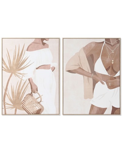 Schilderij DKD Home Decor Vrouw Stads (90 x 4 x 120 cm) (2 Stuks)