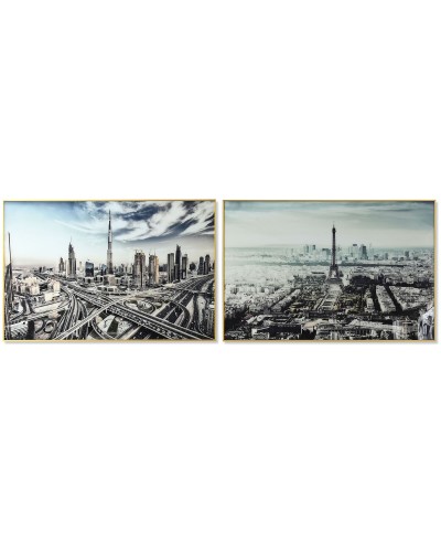 Schilderij DKD Home Decor Stad 120 x 4 x 80 cm Loft (2 Stuks)