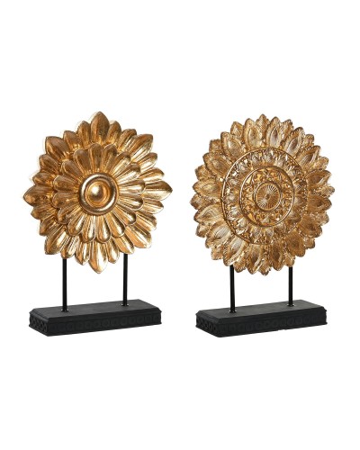 Statua Decorativa DKD Home Decor 25 x 8 x 34 cm Nero Dorato Moderno Cerchi (2 Unità)