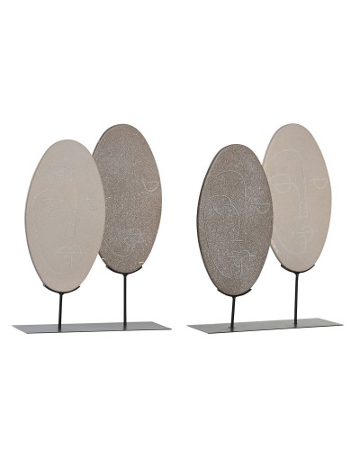 Koristehahmo DKD Home Decor Beige Vaaleanruskea Moderni 27 x 8 x 35,5 cm (2 osaa)