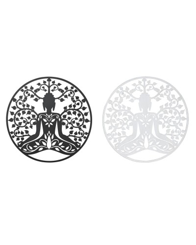 Väggdekoration DKD Home Decor 100 x 1 x 100 cm Svart Buddha Vit Orientalisk (2 antal)