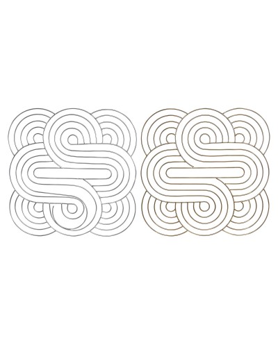 Decorazione da Parete DKD Home Decor Dorato Argentato Astratto Orientale 61 x 1 x 61 cm (2 Unità)