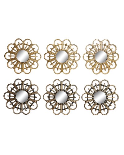 Mätyinen kuitulevy DKD Home Decor Scandi Kristalli Musta Kullattu polypropeeni (25 x 2 x 25 cm) (2 osaa)