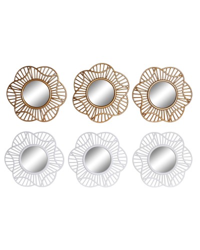 Spegelspel DKD Home Decor Glas Gyllene Vit polypropen (25 x 2 x 25 cm) (2 antal)