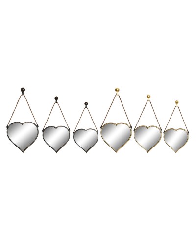 Spegelspel DKD Home Decor Scandi Glas Svart Gyllene polypropen (26 x 3 x 26 cm) (2 antal)