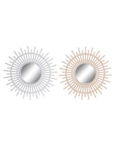 Wall mirror DKD Home Decor Scandi Crystal Natural White polypropylene (50 x 2,5 x 50 cm) (2 Units)