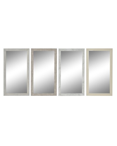 Specchio da parete DKD Home Decor Bianco Beige Grigio scuro 36 x 2 x 66 cm (4 Unità)
