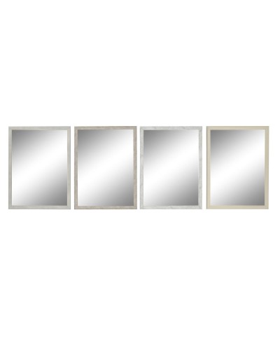 Espejo de pared DKD Home Decor Blanco Beige Gris 56 x 2 x 76 cm (4 Unidades)
