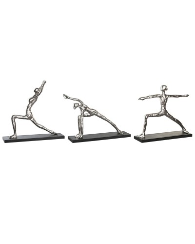 Decoratieve figuren DKD Home Decor 33 x 10 x 35 cm Zilverkleurig Zwart Indiaas Yoga (3 Stuks)