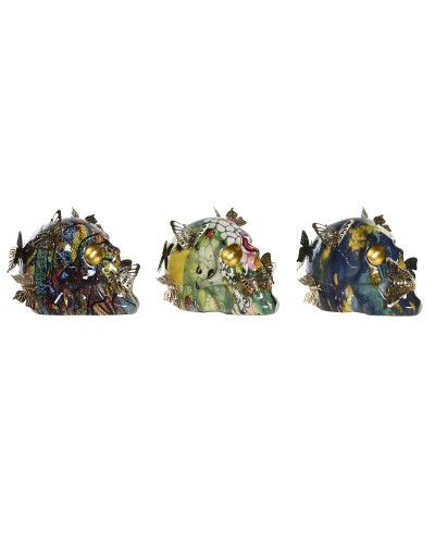 Statua Decorativa DKD Home Decor 15,5 x 10,5 x 11 cm Multicolore Teschio (3 Unità)