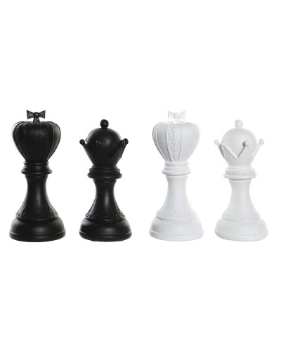 Statua Decorativa DKD Home Decor Bianco Nero Pedine Scacchi 12 x 12 x 25,5 cm (4 Unità)