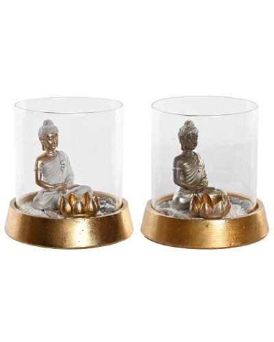 Statua Decorativa DKD Home Decor Argentato Dorato Orientale 16 x 16 x 18 cm (2 Unità)