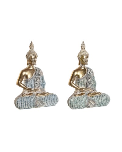 Decoratieve figuren DKD Home Decor 18,6 x 9,7 x 27 cm Blauw Boeddha Turkoois Orientaals Decapé (2 Stuks)