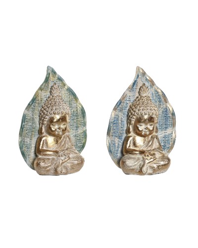 Decoratieve figuren DKD Home Decor 12,4 x 5,6 x 17,7 cm Blauw Boeddha Turkoois Orientaals Decapé (2 Stuks)