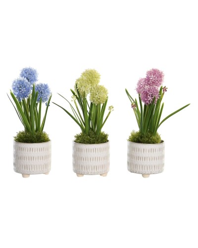 Koristekasvi DKD Home Decor Vaahto Sininen Pinkki Keltainen polypropeeni 15 x 15 x 30 cm (3 Kappaletta)