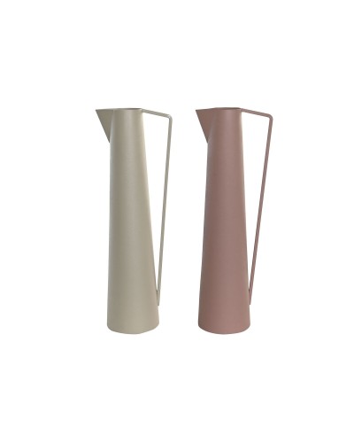Vase DKD Home Decor 15 x 11 x 45 cm Beige Rosa Eisen (2 Stück)