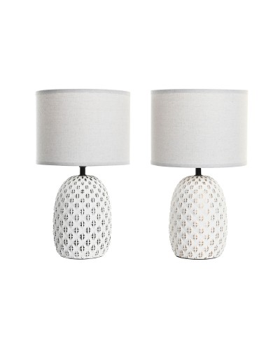 Lampe de bureau DKD Home Decor Cuivre Blanc Grès 220 V 40 W (24 x 24 x 40 cm) (2 Unités)