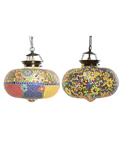 Taklampa DKD Home Decor 32 x 32 x 26 cm Glas Multicolour 25 W (2 antal)