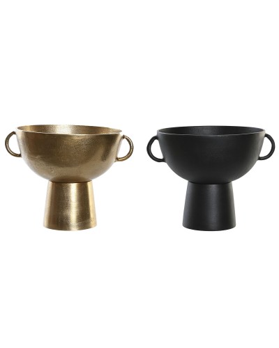 Vase DKD Home Decor 34 x 28 x 26 cm Black Golden Aluminium Modern (2 Units)