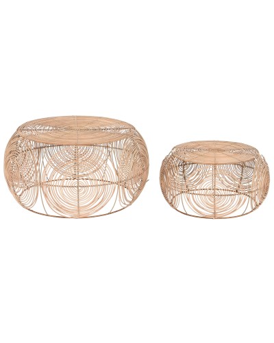 Satz mit 2 Tischen DKD Home Decor 80 x 80 x 40 cm Hellbraun