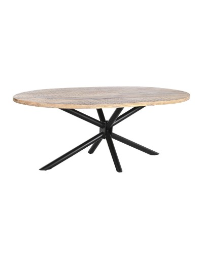 Matsalsbord DKD Home Decor Naturell Svart Metall Mangoträ 200 x 100 x 76 cm