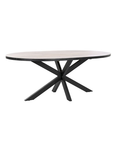 Dining Table DKD Home Decor Black Natural Metal Mango wood 200 x 100 x 76 cm