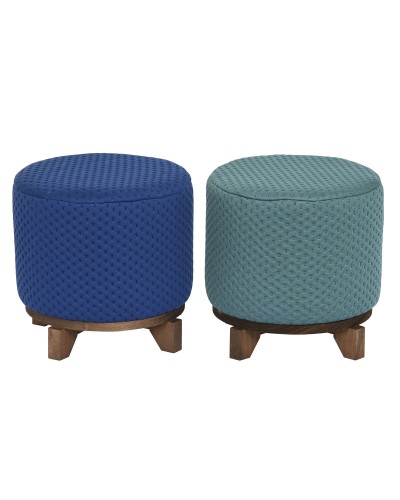 Reposapiés DKD Home Decor Madera 30 x 30 x 30 cm Verde Azul marino (2 Unidades)