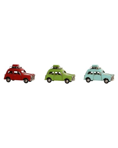 Figura Decorativa DKD Home Decor Rojo Verde Azul cielo Coche Vintage 16 x 7,5 x 9 cm (3 Unidades)