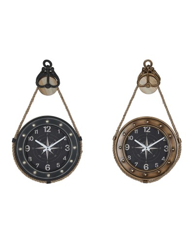 Wanduhr DKD Home Decor 43 x 8 x 71 cm Kristall Schwarz Gold Eisen (2 Stück)